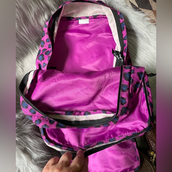 Vera Bradley Magenta Leopard Animal Print Nylon Multi Pocket Backpack - Picture 8 of 8